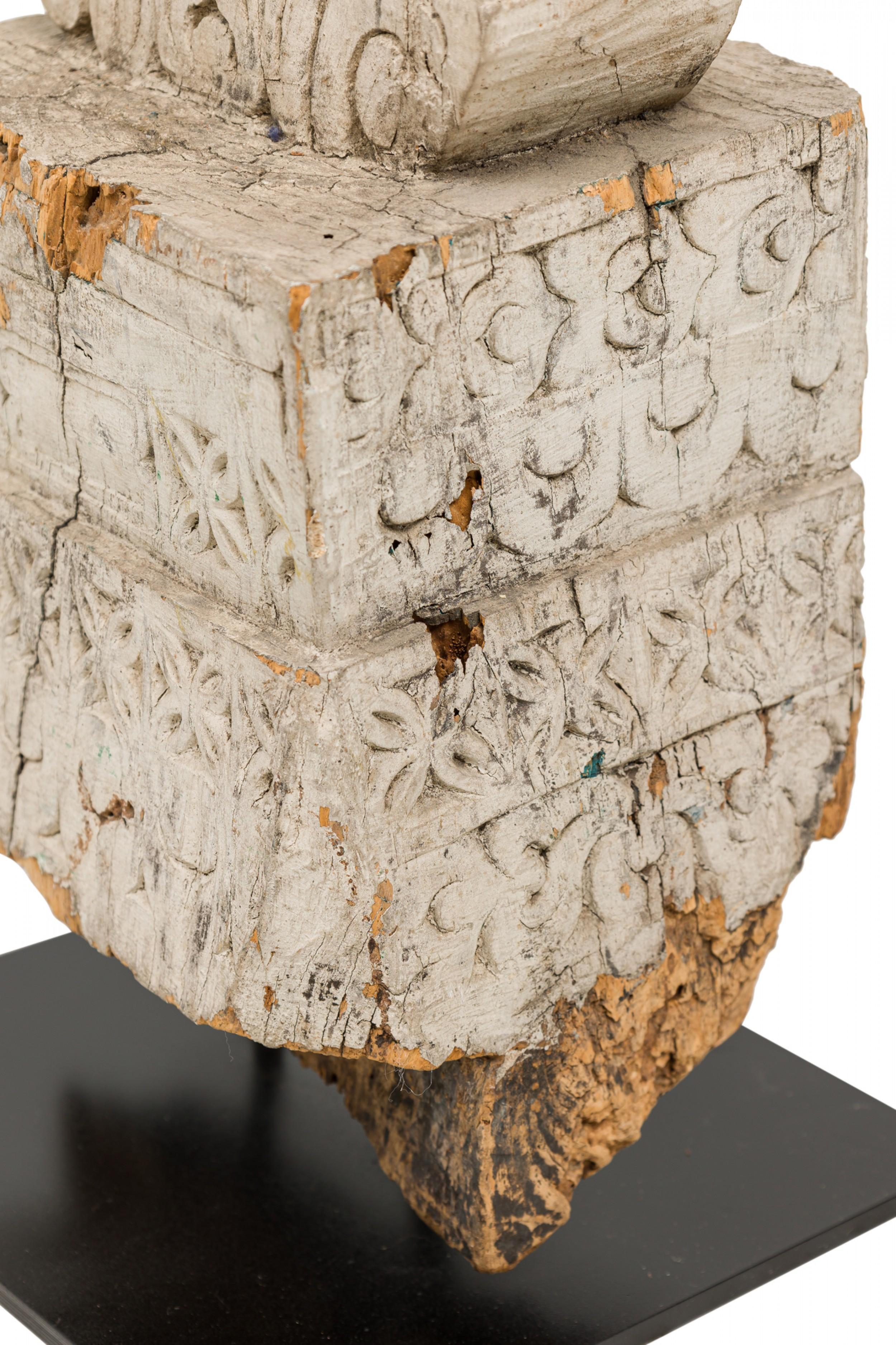 19th Century Indonesian Painted Wood Mile Marker Carving For Sale 2