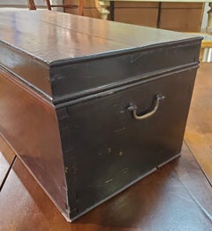 19th Century Indonesian Red and Black Lacquered Document Box with Brass Handles