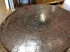 19th Century Indonesian Teak Rice Mortar Side Table