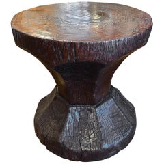 19th Century Indonesian Teak Rice Mortar Side Table