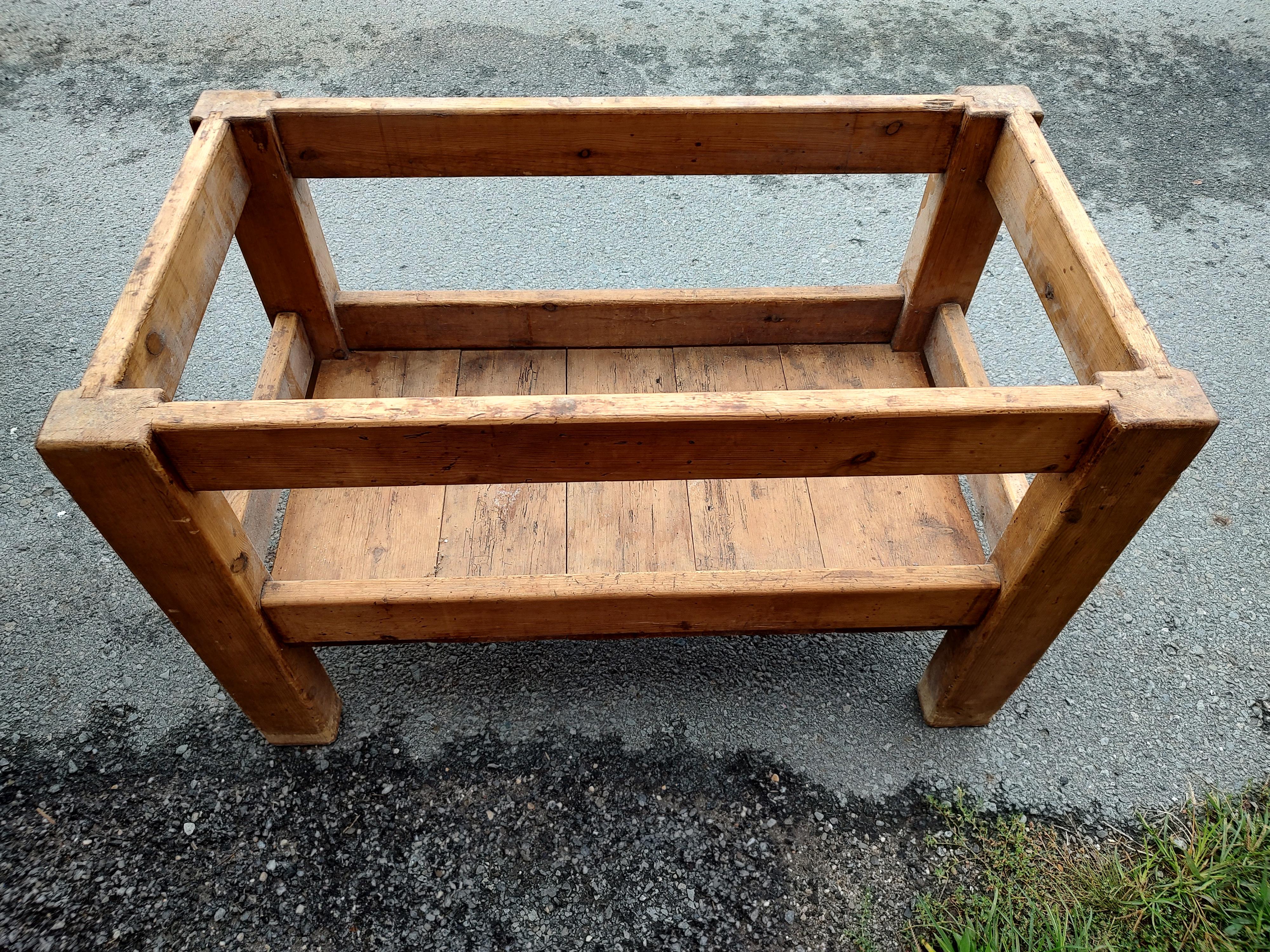 19th Century Industrial Butcher Block Table with Lower Shelf from England 7