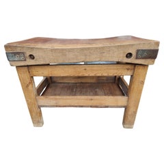 19th Century Industrial Butcher Block Table from England