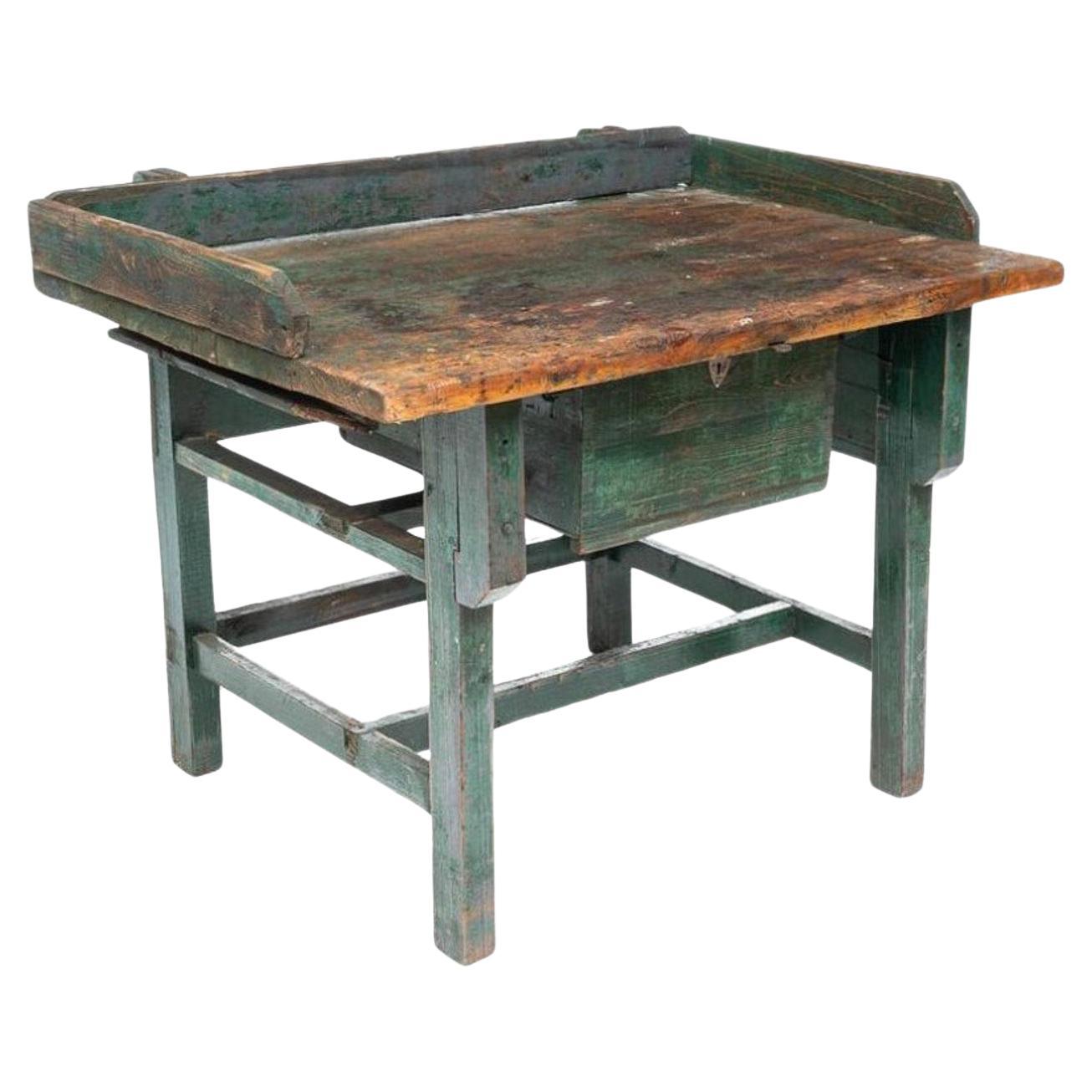 19th Century Industrial Distressed Work Bench For Sale
