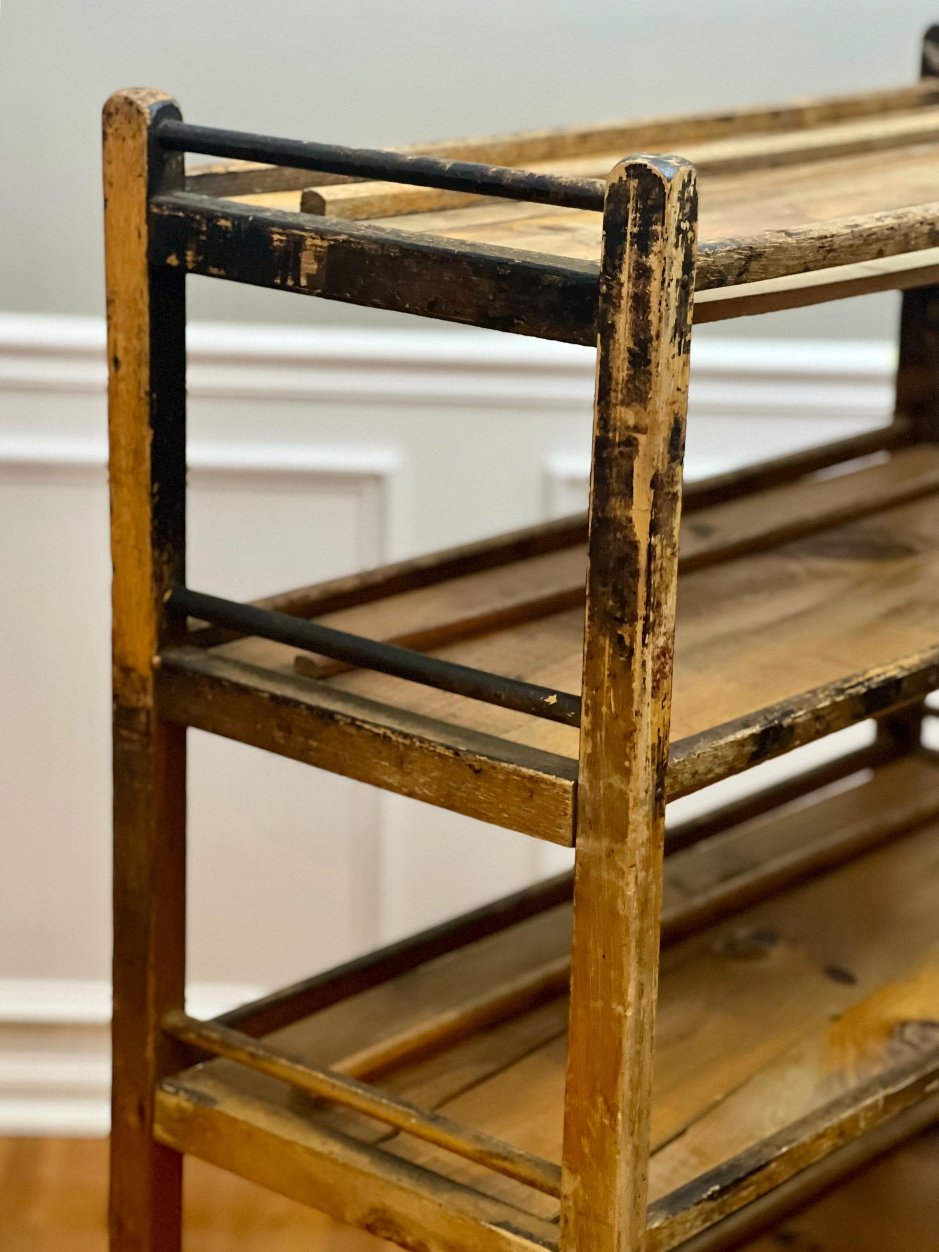 19th Century Industrial Rolling Shoe Rack For Sale 8