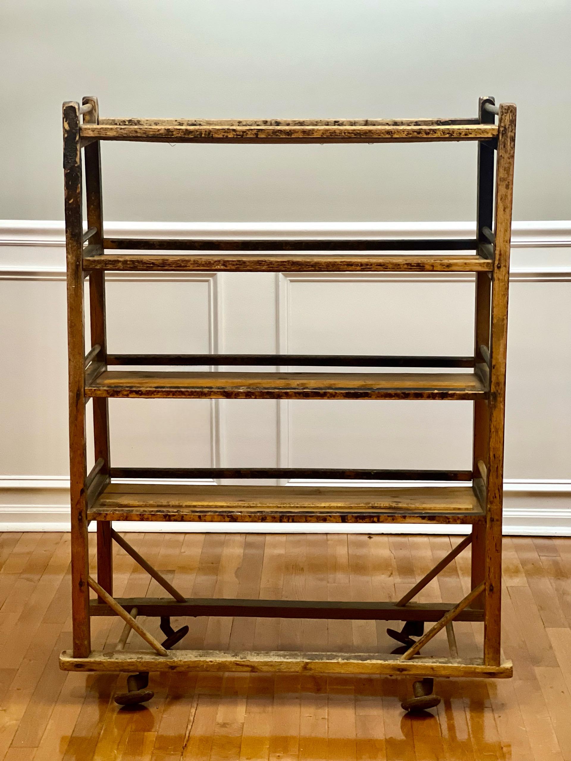 19th Century Industrial Rolling Shoe Rack For Sale 2