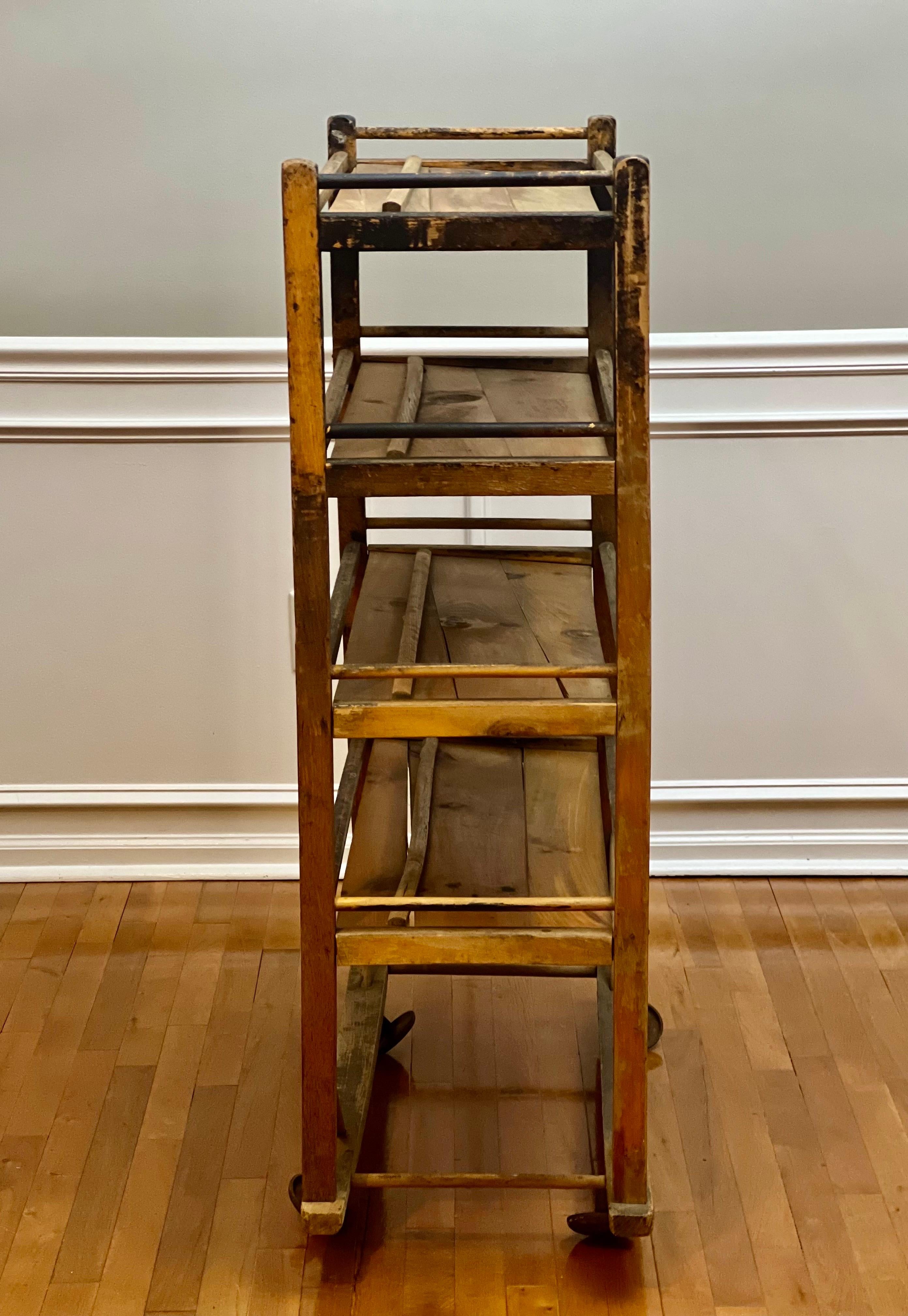 19th Century Industrial Rolling Shoe Rack For Sale 3