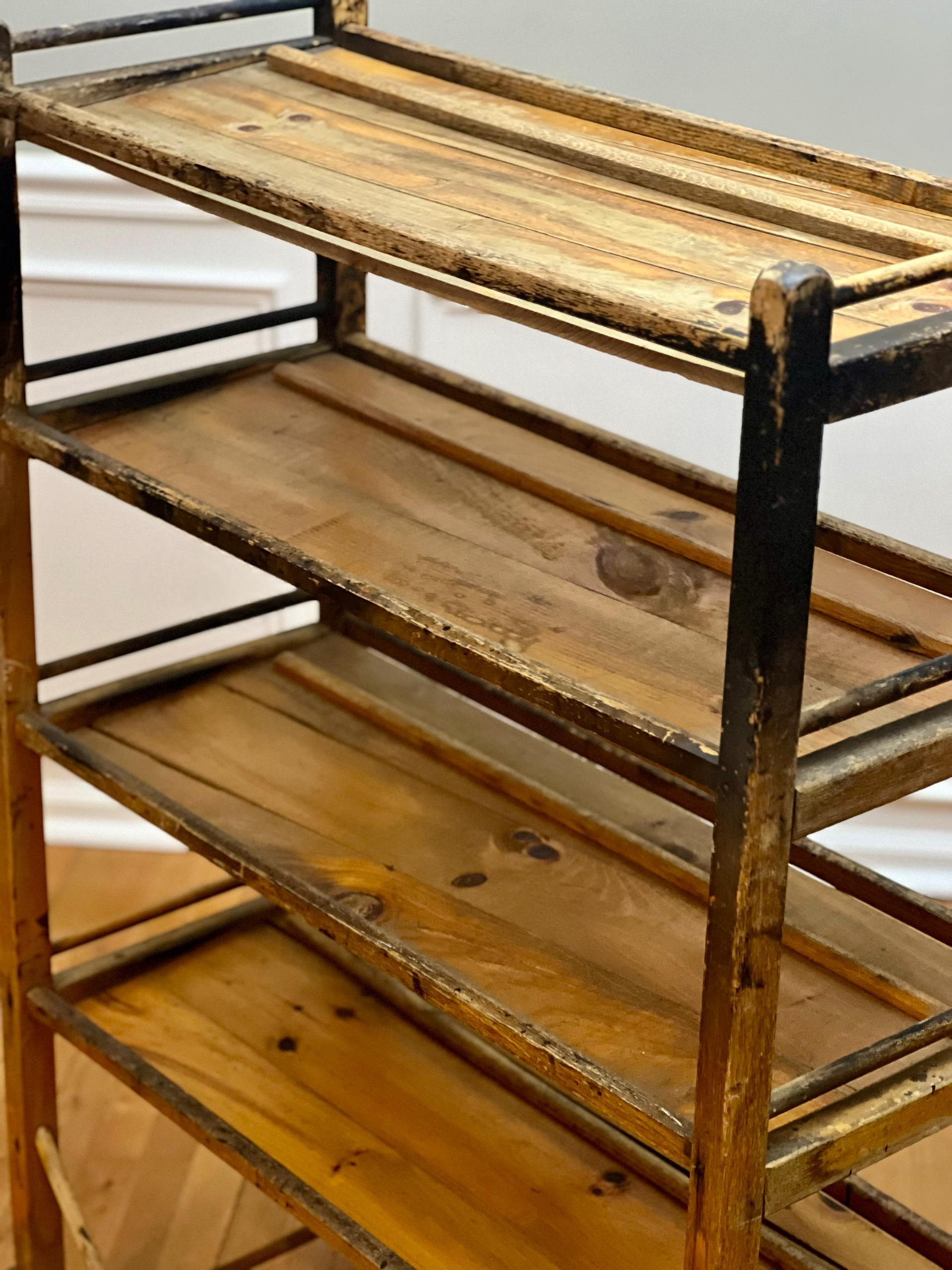 19th Century Industrial Rolling Shoe Rack For Sale 5