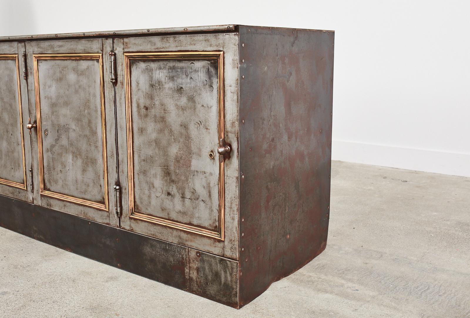 19th Century Industrial Style Steel Bronze Sideboard Safe Cabinet 9