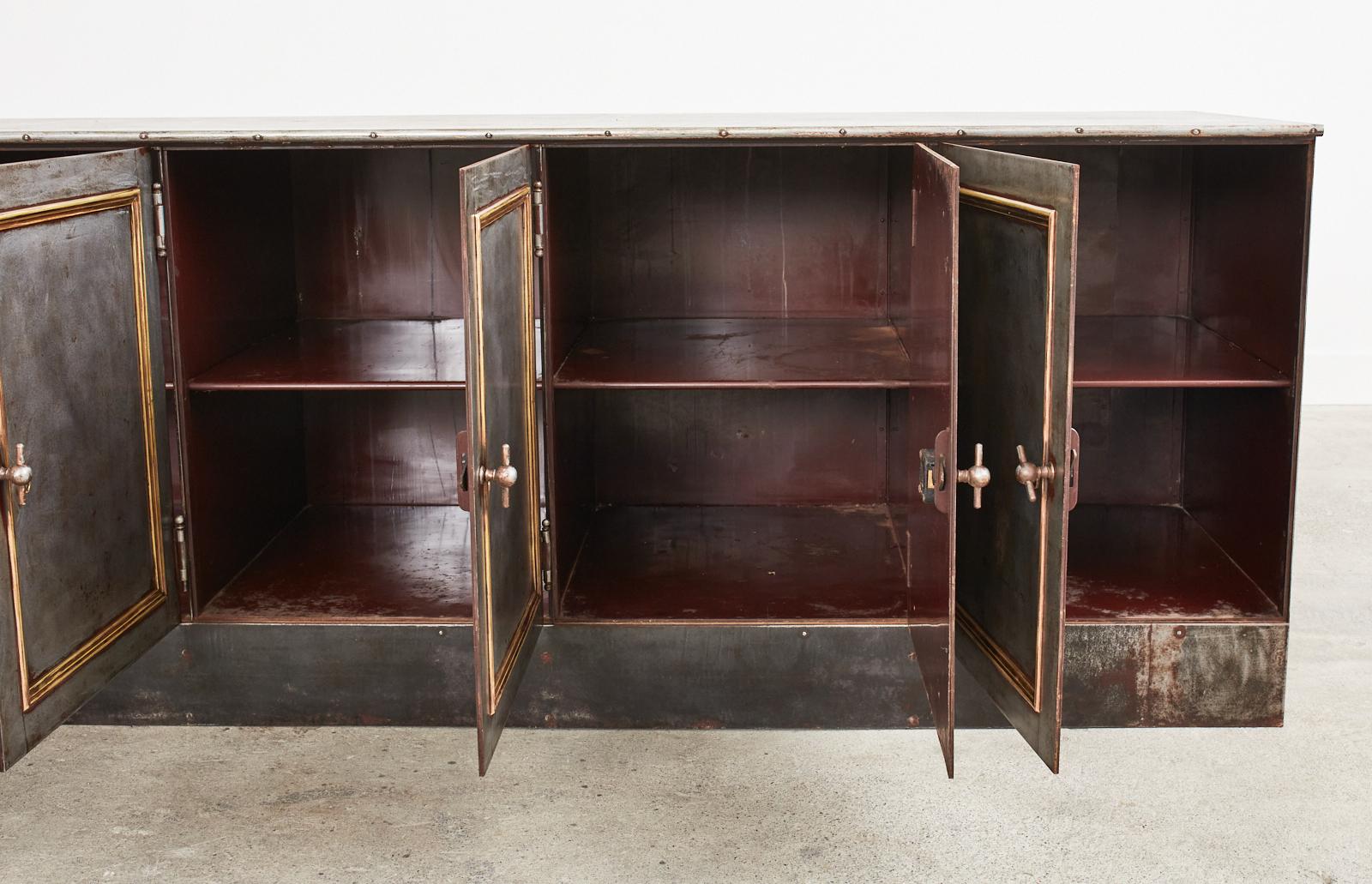 19th Century Industrial Style Steel Bronze Sideboard Safe Cabinet 14