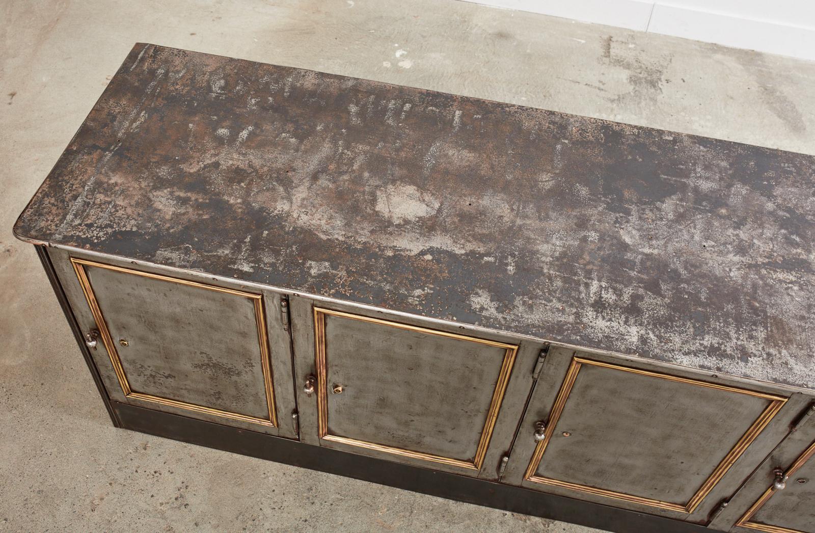 19th Century Industrial Style Steel Bronze Sideboard Safe Cabinet 1