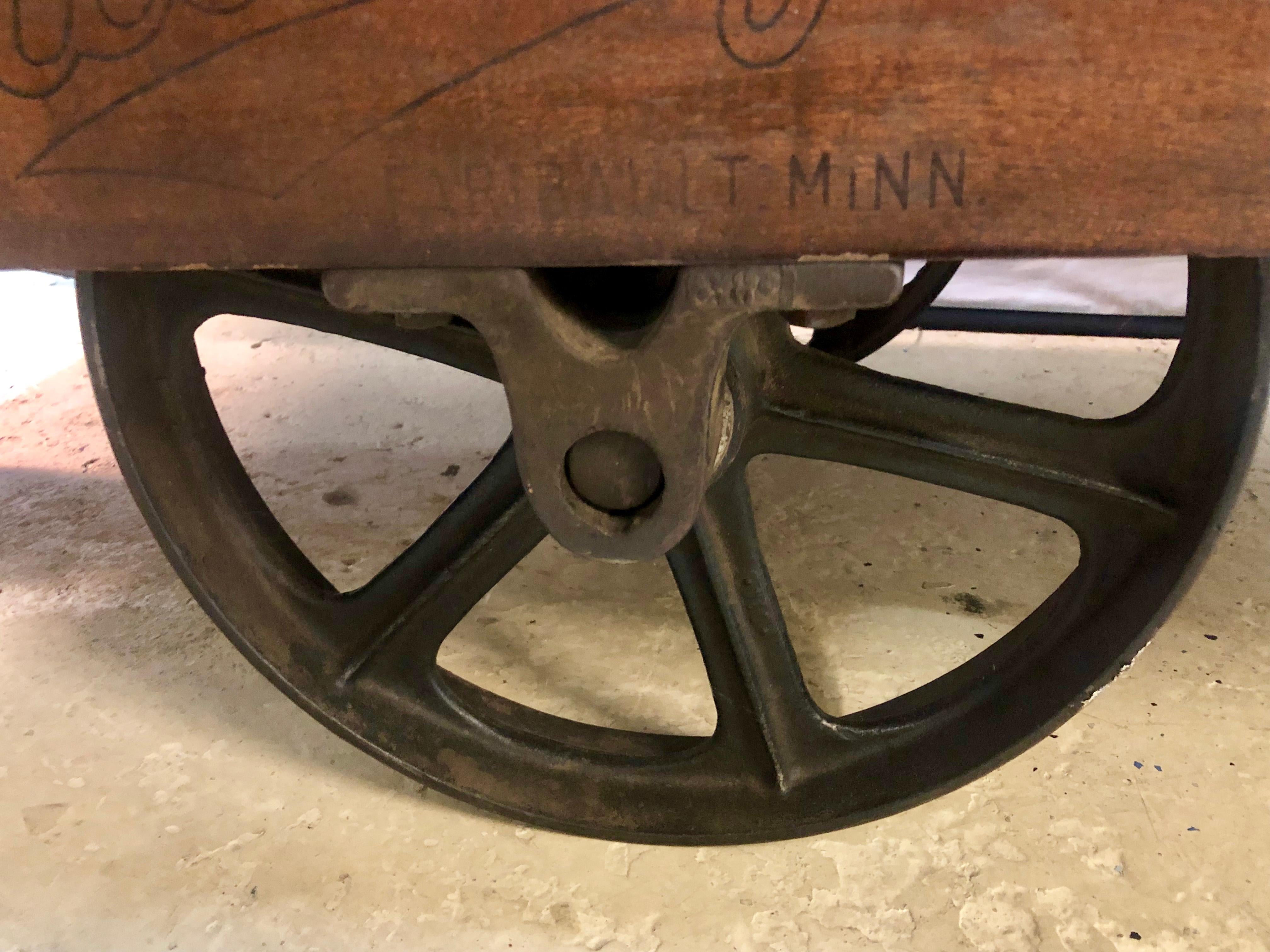 19th Century Industrial Wheeled Trolley Coffee Table 7