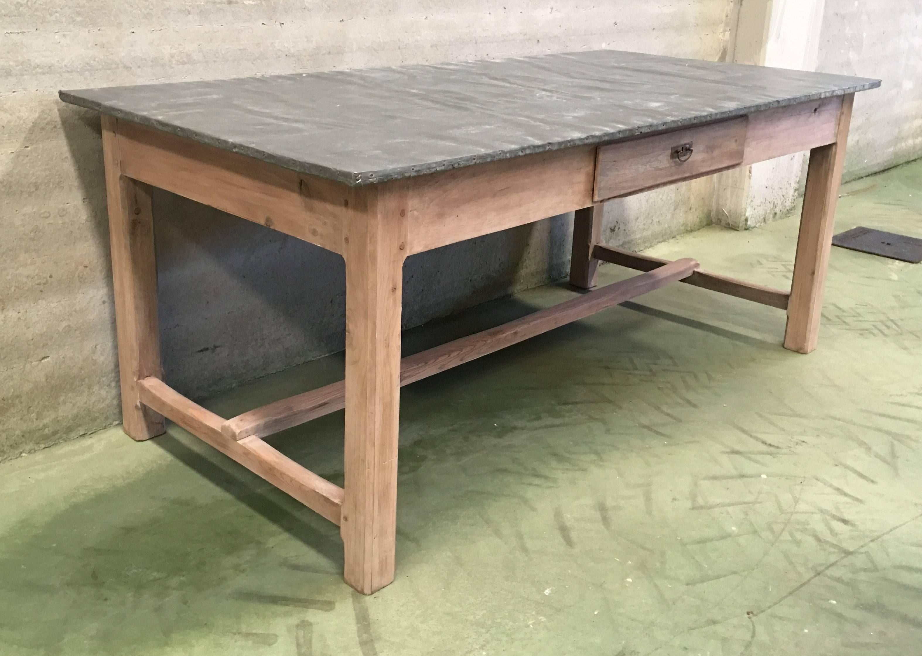 Country 19th Century Industrial Zinc Top Kitchen Island Sideboard Potting Table