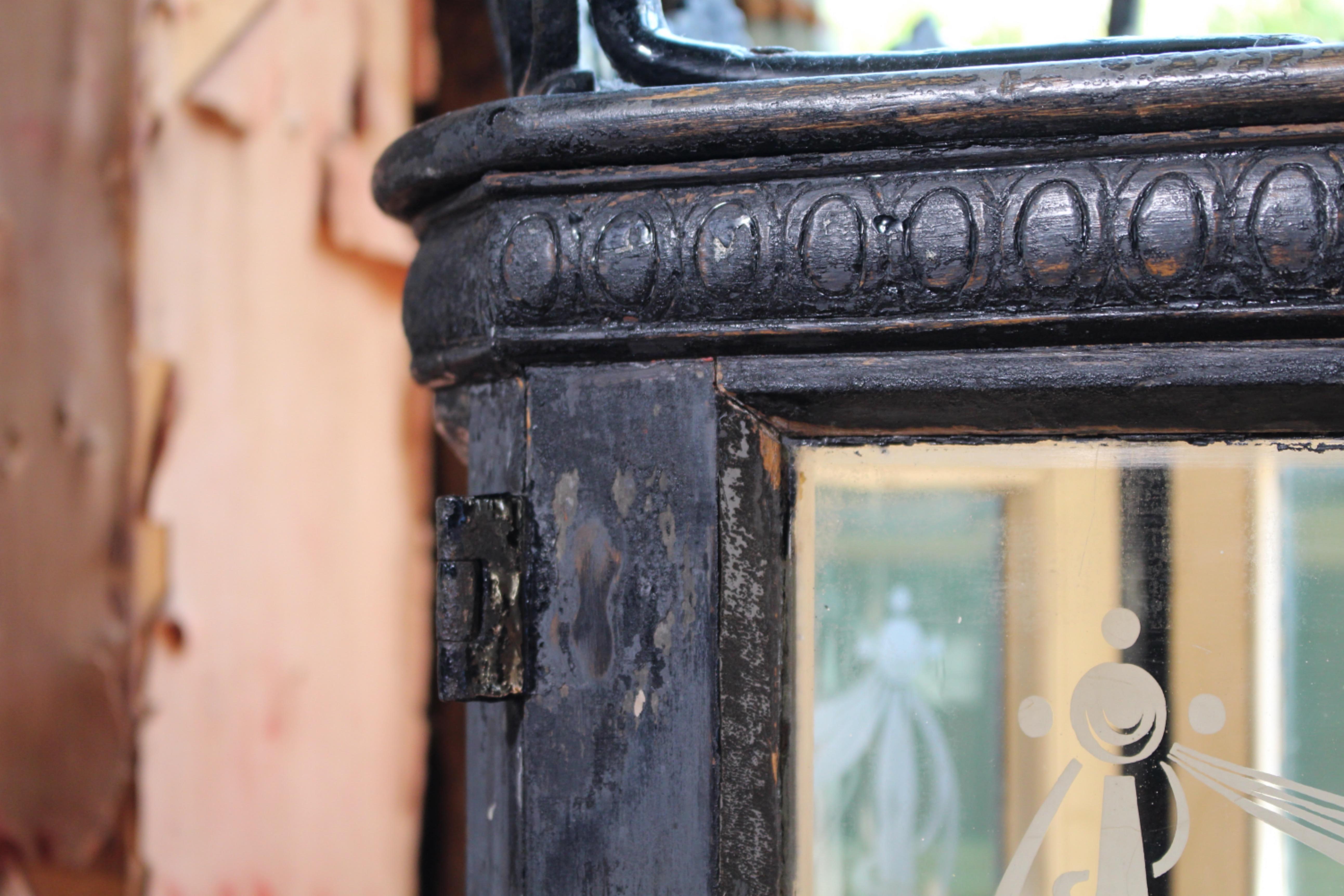 19th Century Infants Coffin Casket, Carved Wood, Etched Glass, Memento Mori For Sale 5