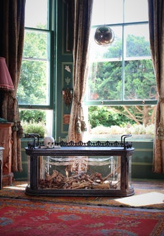 19th Century Infants Coffin Casket, Carved Wood, Etched Glass, Memento Mori