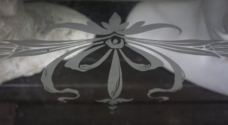 19th Century Infants Coffin Casket, Carved Wood, Etched Glass, Memento Mori In Good Condition For Sale In Lowestoft, GB