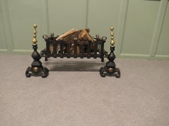 19th Century Inglenook Fire Grate on Andirons