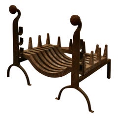 19th Century Inglenook Fire Grate on Andirons