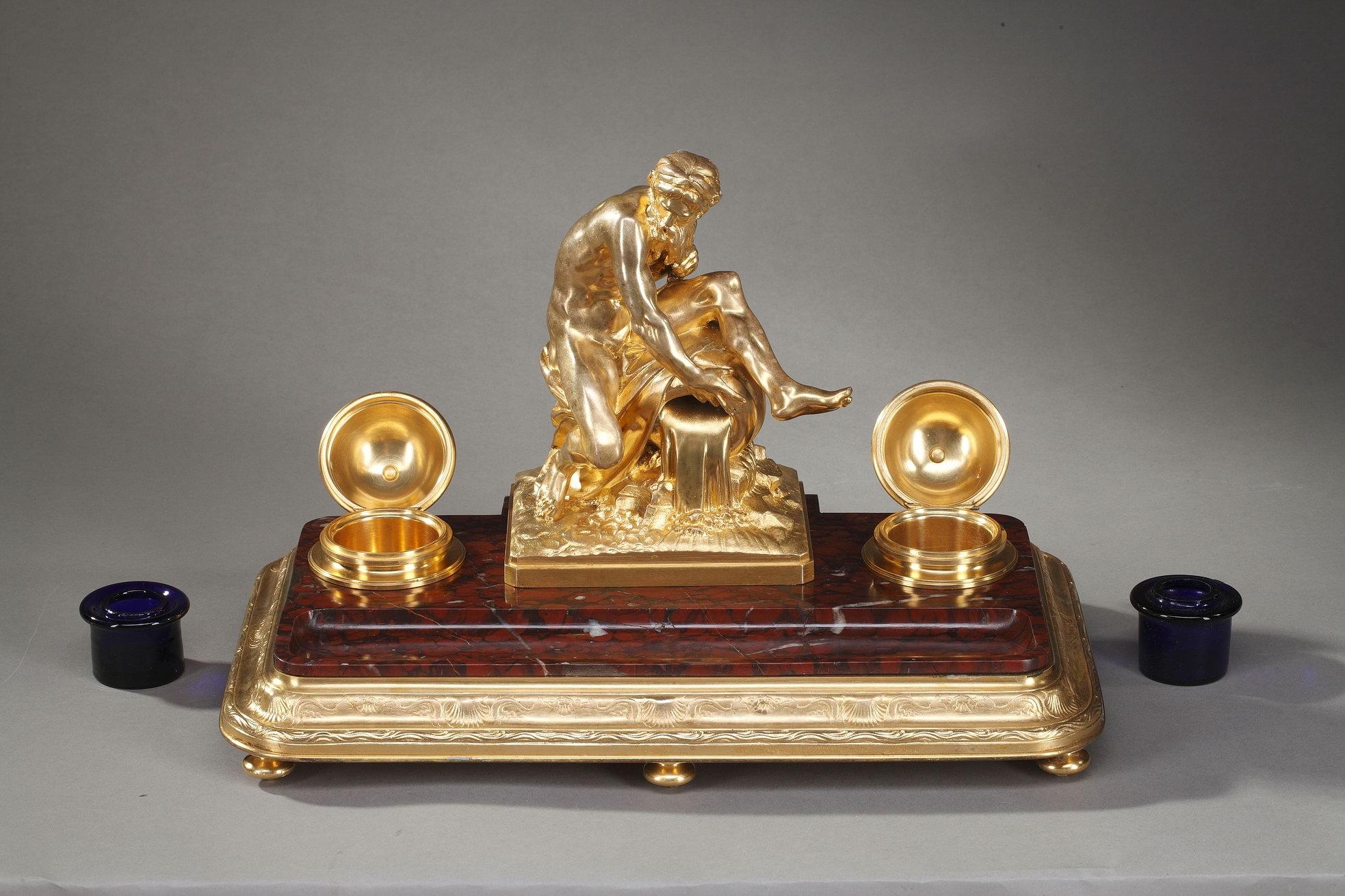 19th Century Inkwell a River after Jean-Jacques Caffieri 3