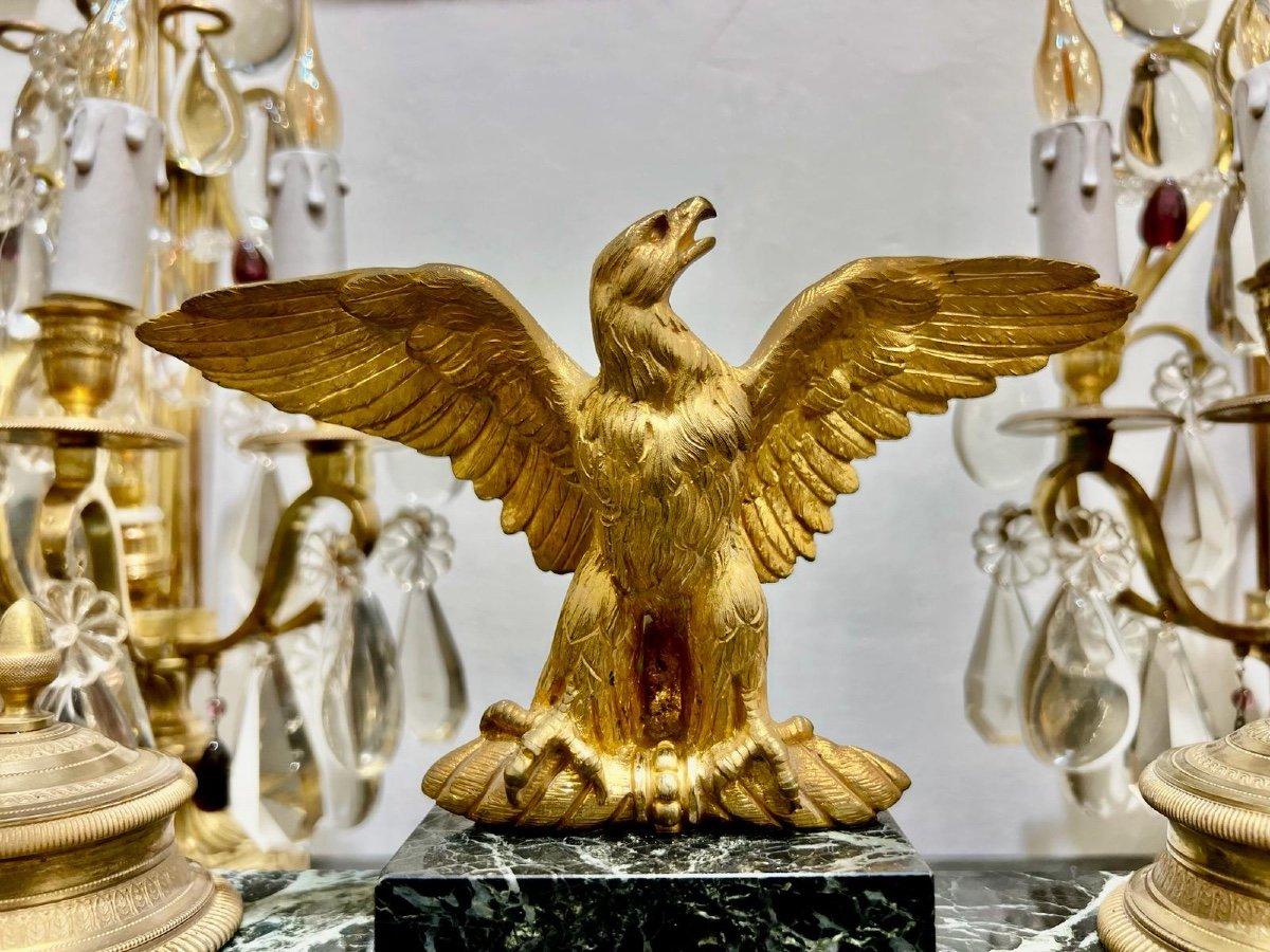 Encrier du 19e siècle avec aigle impérial en marbre de Portoro et bronze doré  Bon état - En vente à NICE, FR