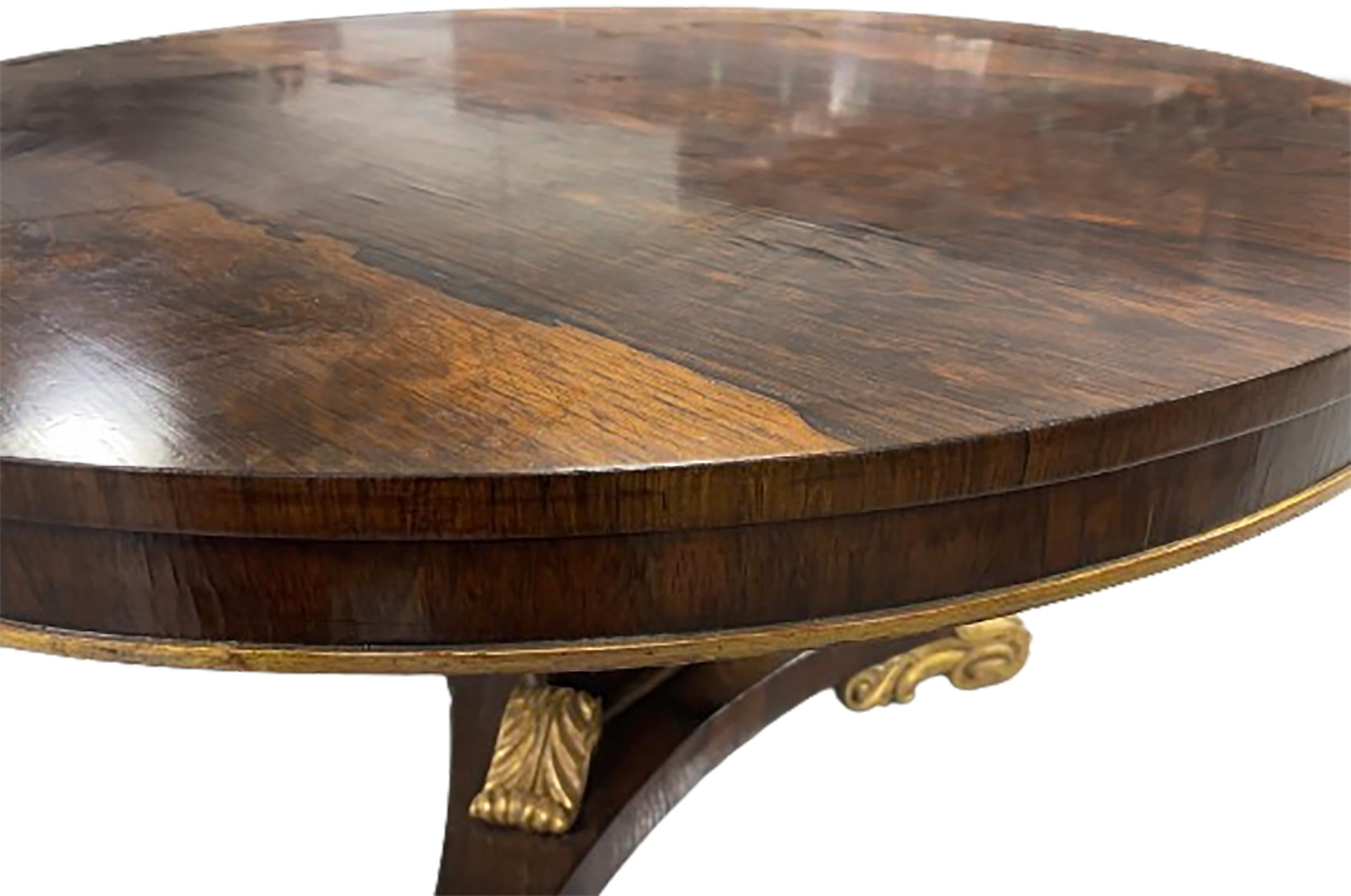 Unknown 19th Century Inlaid and Parcel Gilt Rosewood Empire Center Table For Sale