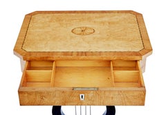 19th century inlaid birch lyre form occasional table