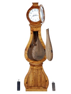 19th Century Inlaid Birch Mora Long Case Clock