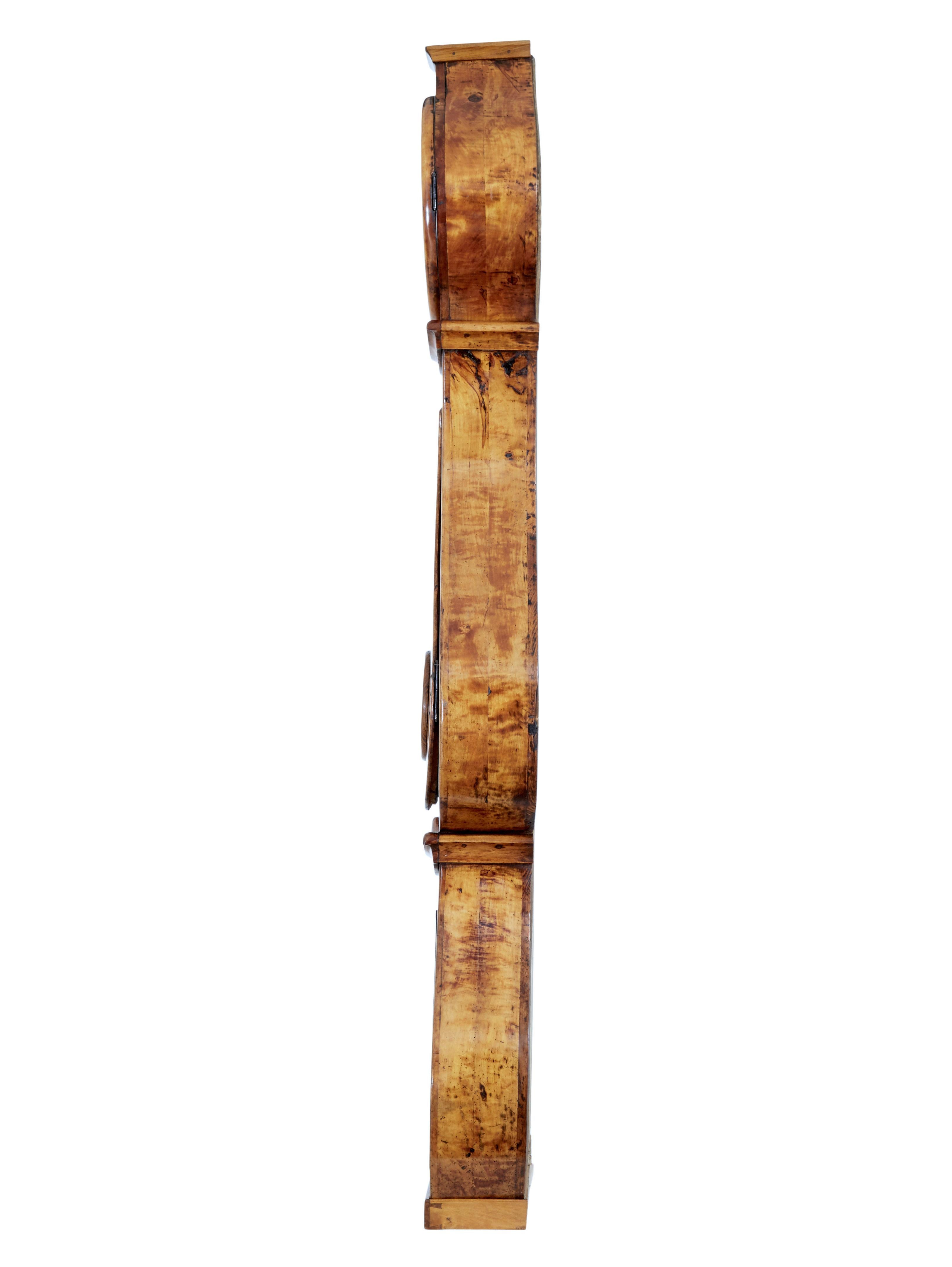 Gustavian 19th Century Inlaid Birch Mora Long Case Clock