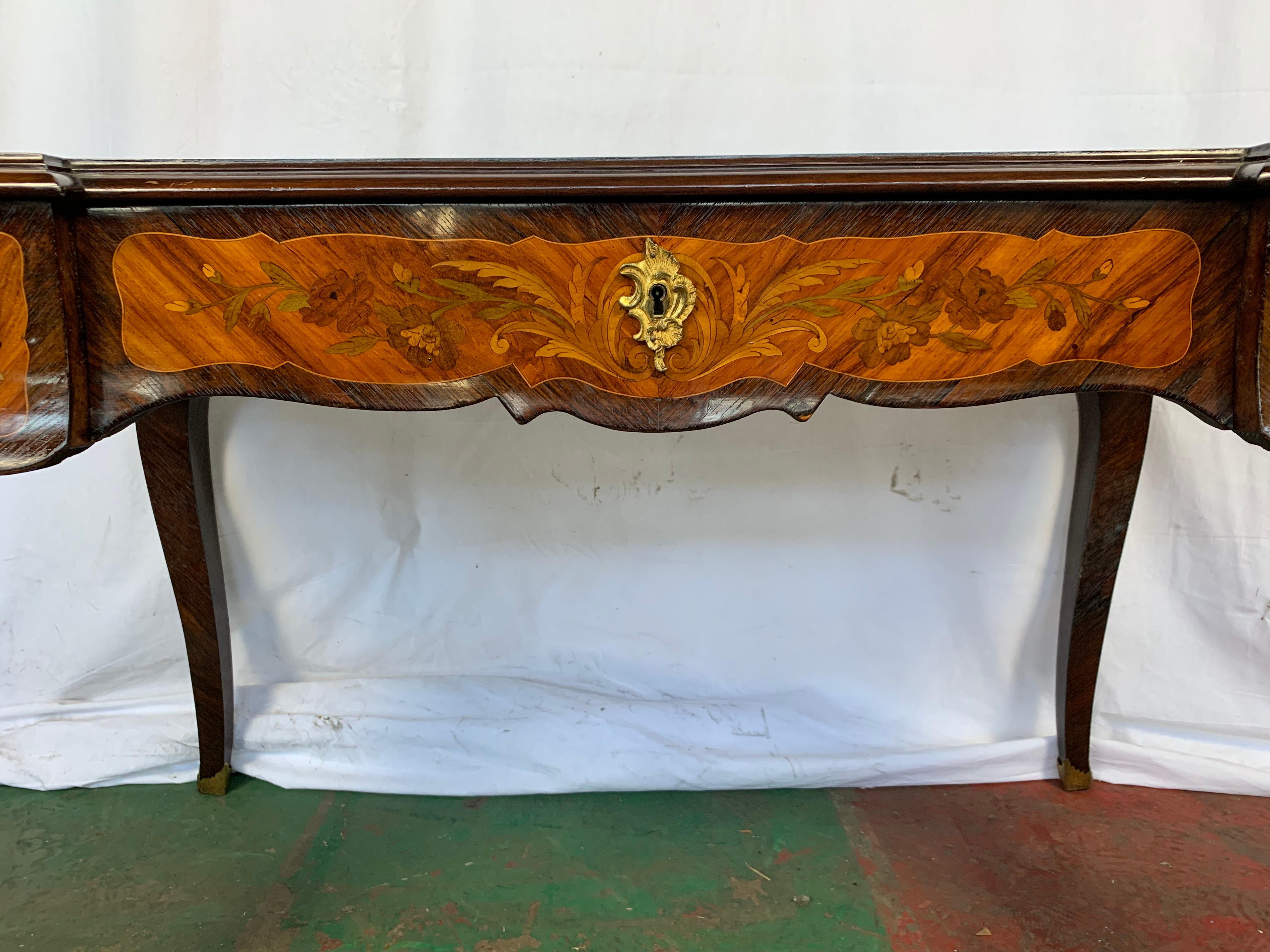 French 19th Century Inlaid Bureau Plat Desk For Sale