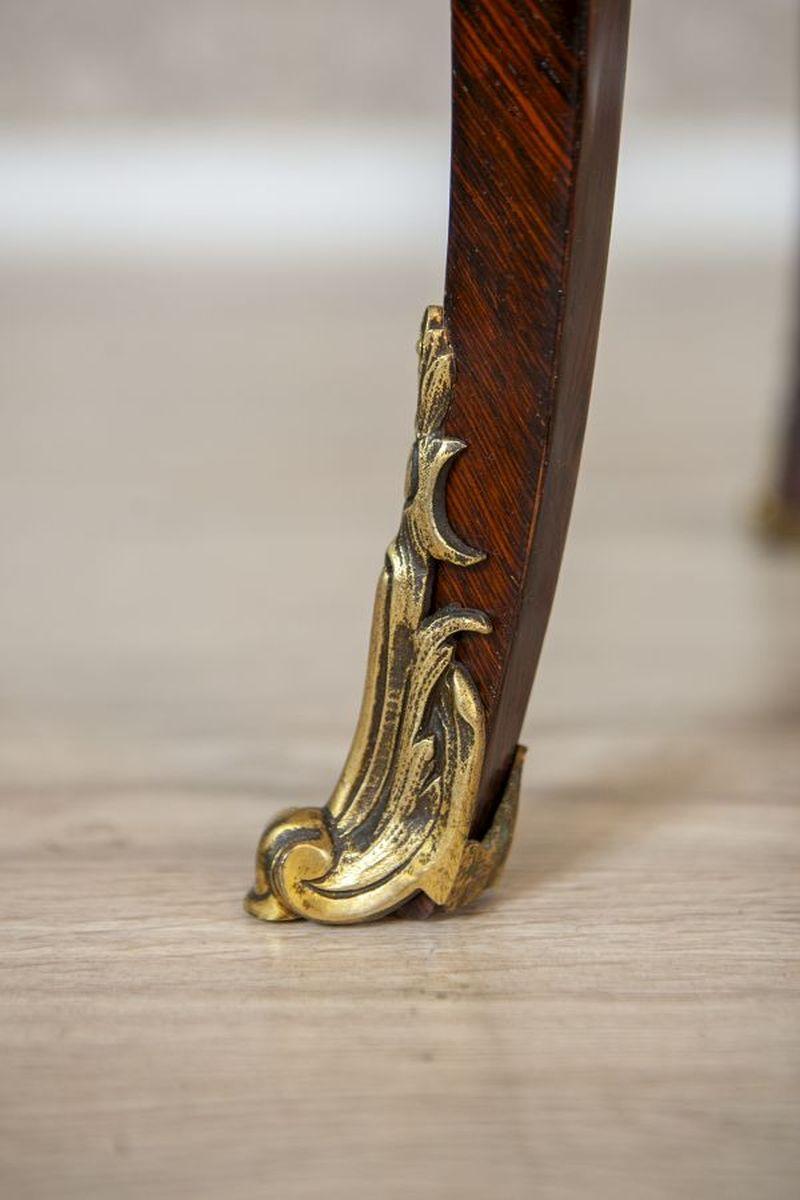 19th-Century Inlaid Card Table Lined With Green Fabric For Sale 8