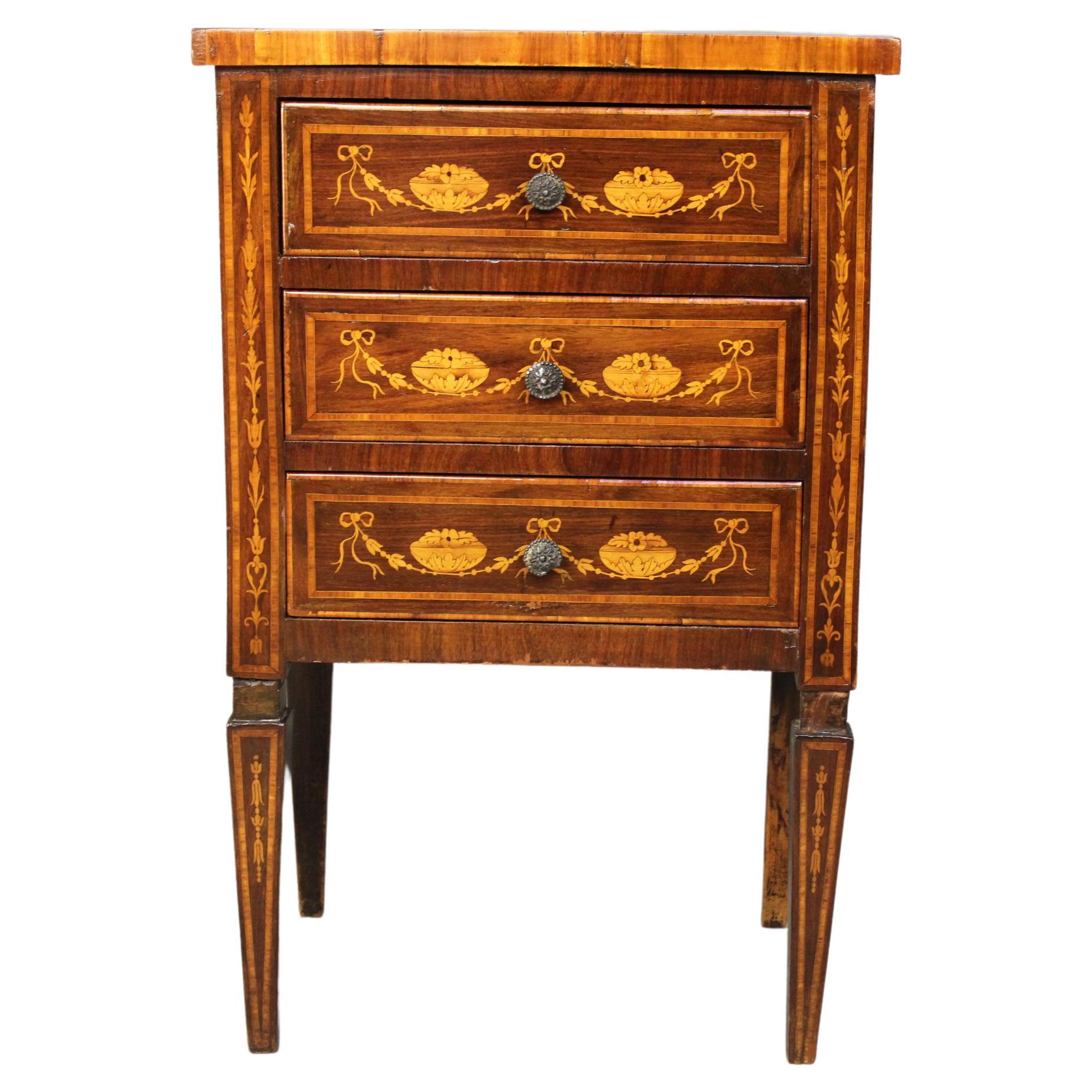 19th Century Louis XVI Style Marquetry French 3 drawers Commode 