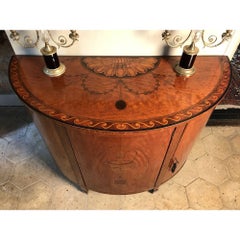 19th Century Inlaid Demilune Satinwood Commode
