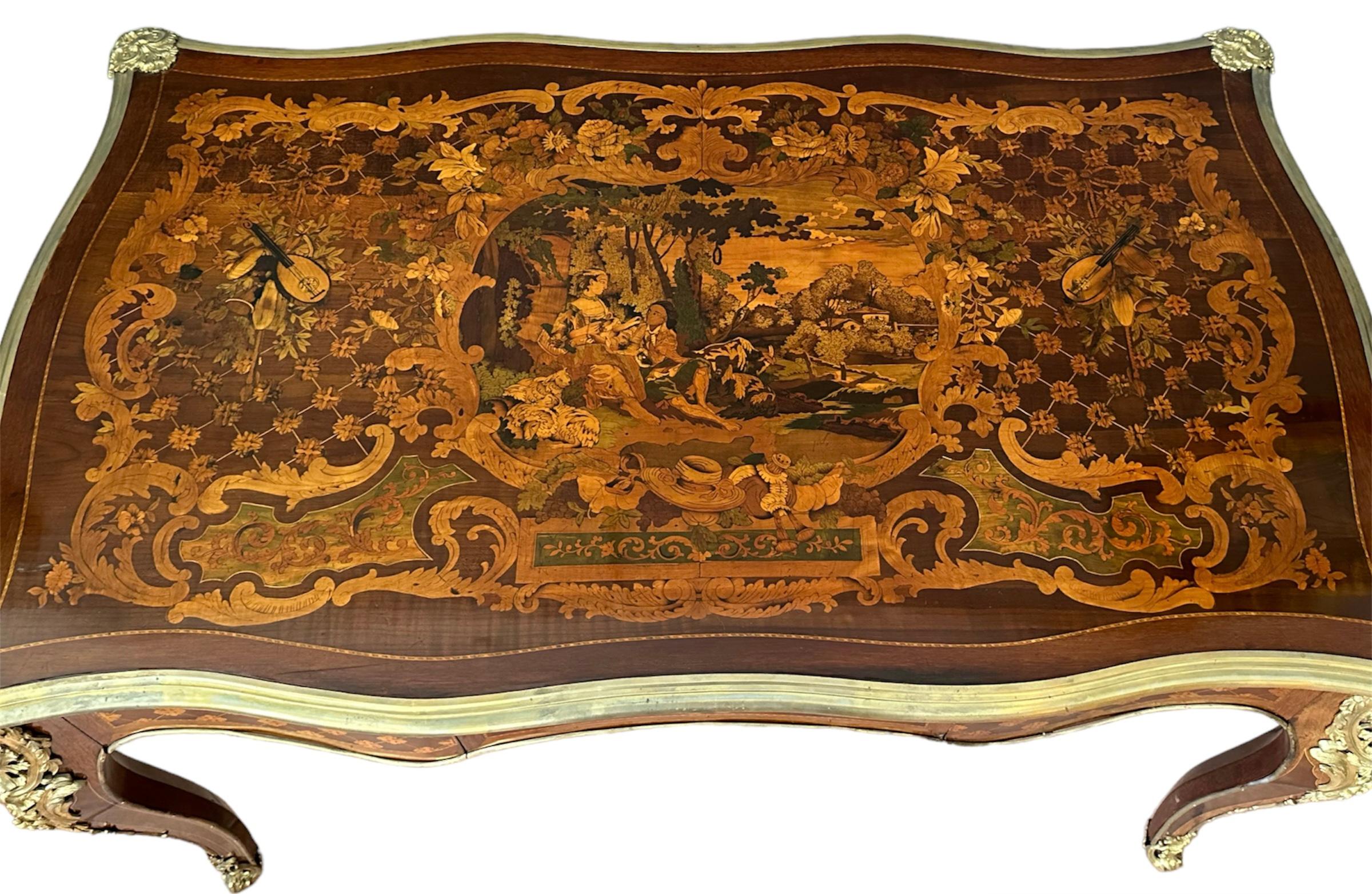 19th Century Inlaid Desk Mounted with Gilded Bronzes, by Paul Sormani 7