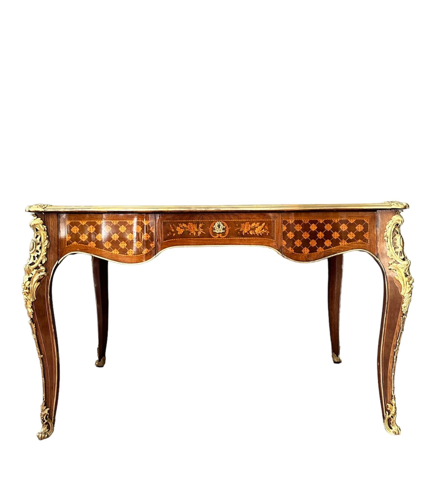 19th Century Inlaid Desk Mounted with Gilded Bronzes, by Paul Sormani 2