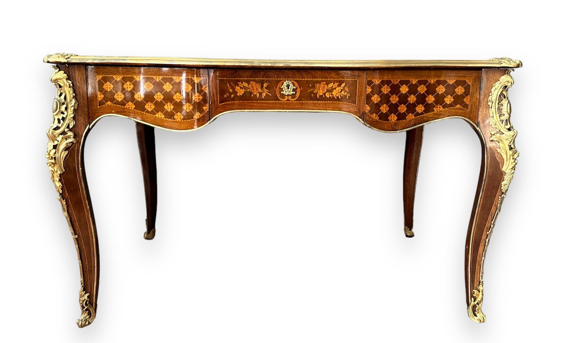 19th Century Inlaid Desk Mounted with Gilded Bronzes, by Paul Sormani 3