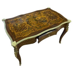 19th Century Inlaid Desk Mounted with Gilded Bronzes, by Paul Sormani