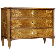 19th Century inlaid elm chest of drawers