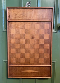 19th Century Inlaid Game Board with Inlaid Fish, Initials, Dated 1863