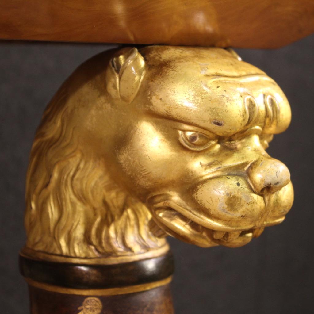 Doré table console espagnole ancienne du 19e siècle en bois doré incrusté, 1860 en vente