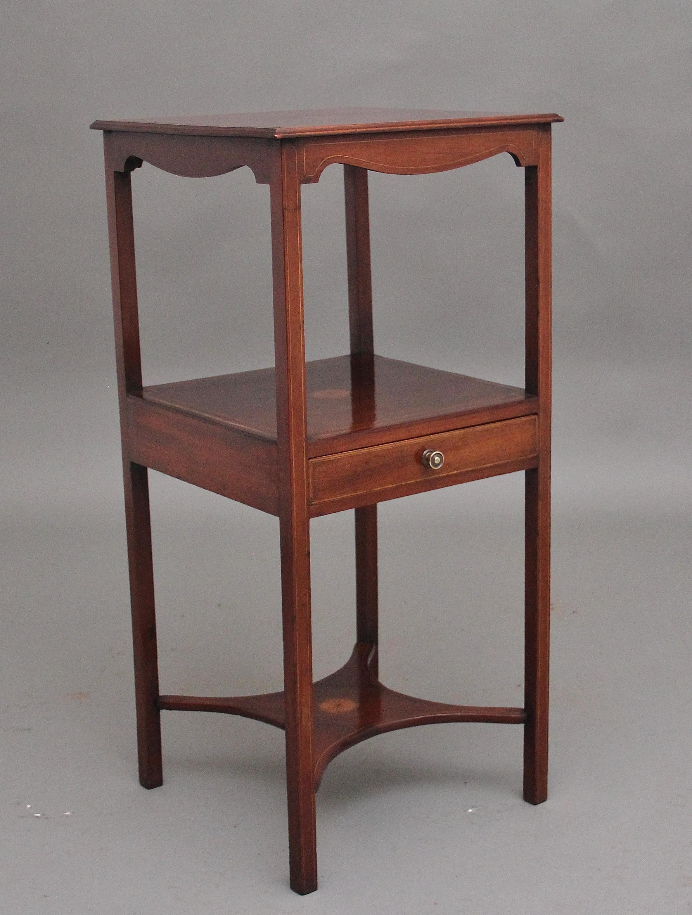 Regency 19th Century inlaid mahogany bedside table For Sale