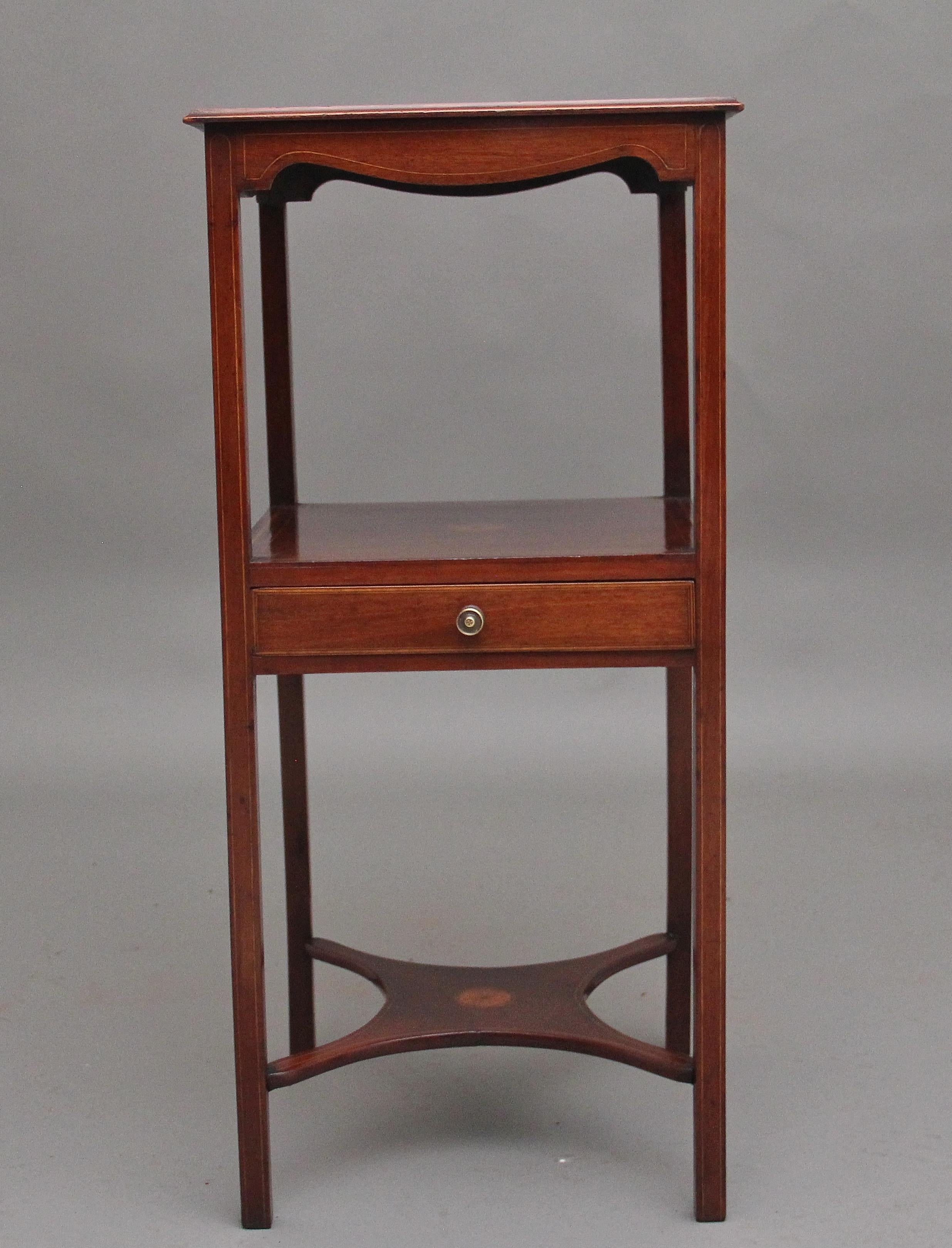British 19th Century inlaid mahogany bedside table For Sale
