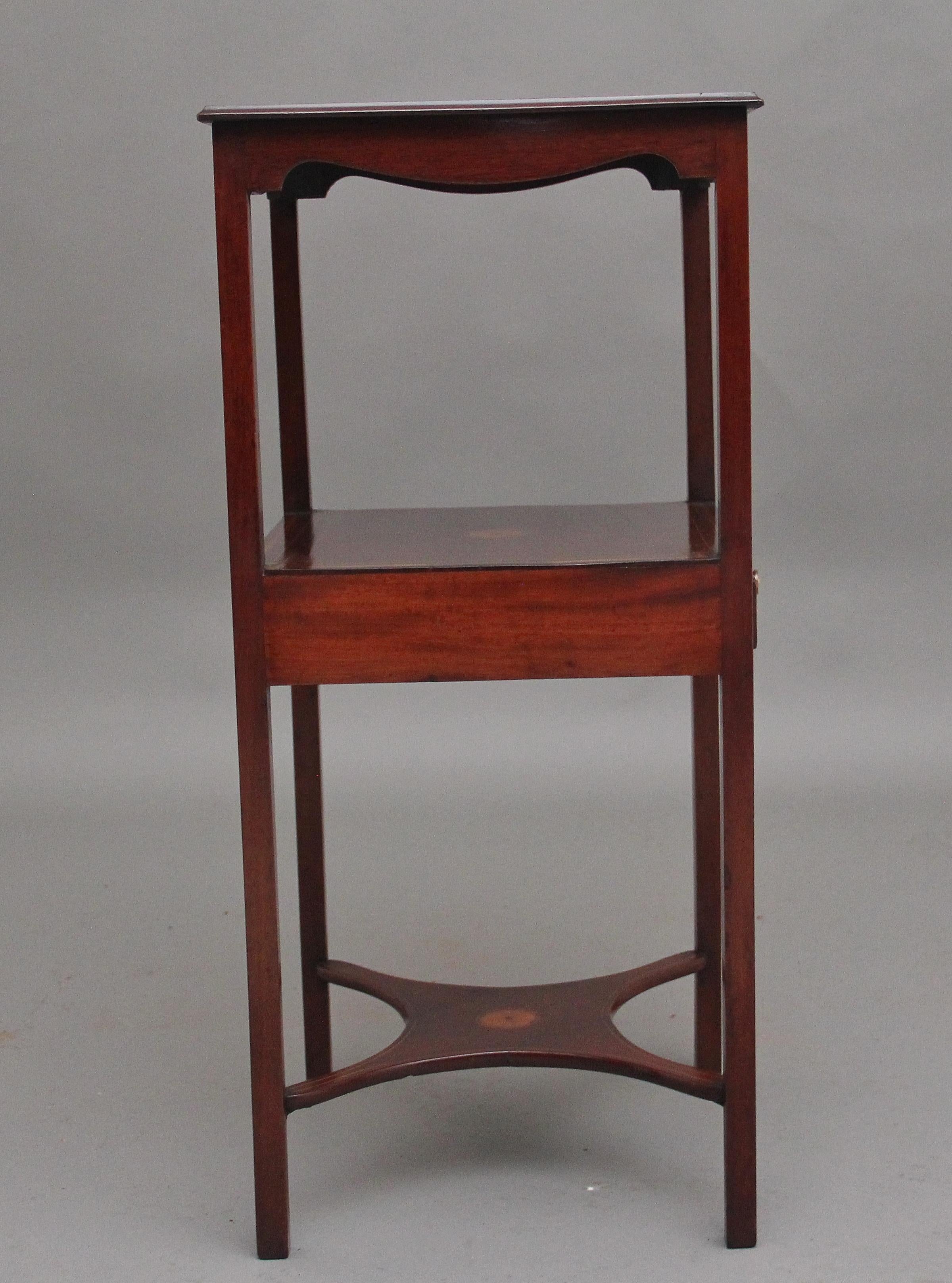 19th Century inlaid mahogany bedside table In Good Condition For Sale In Martlesham, GB