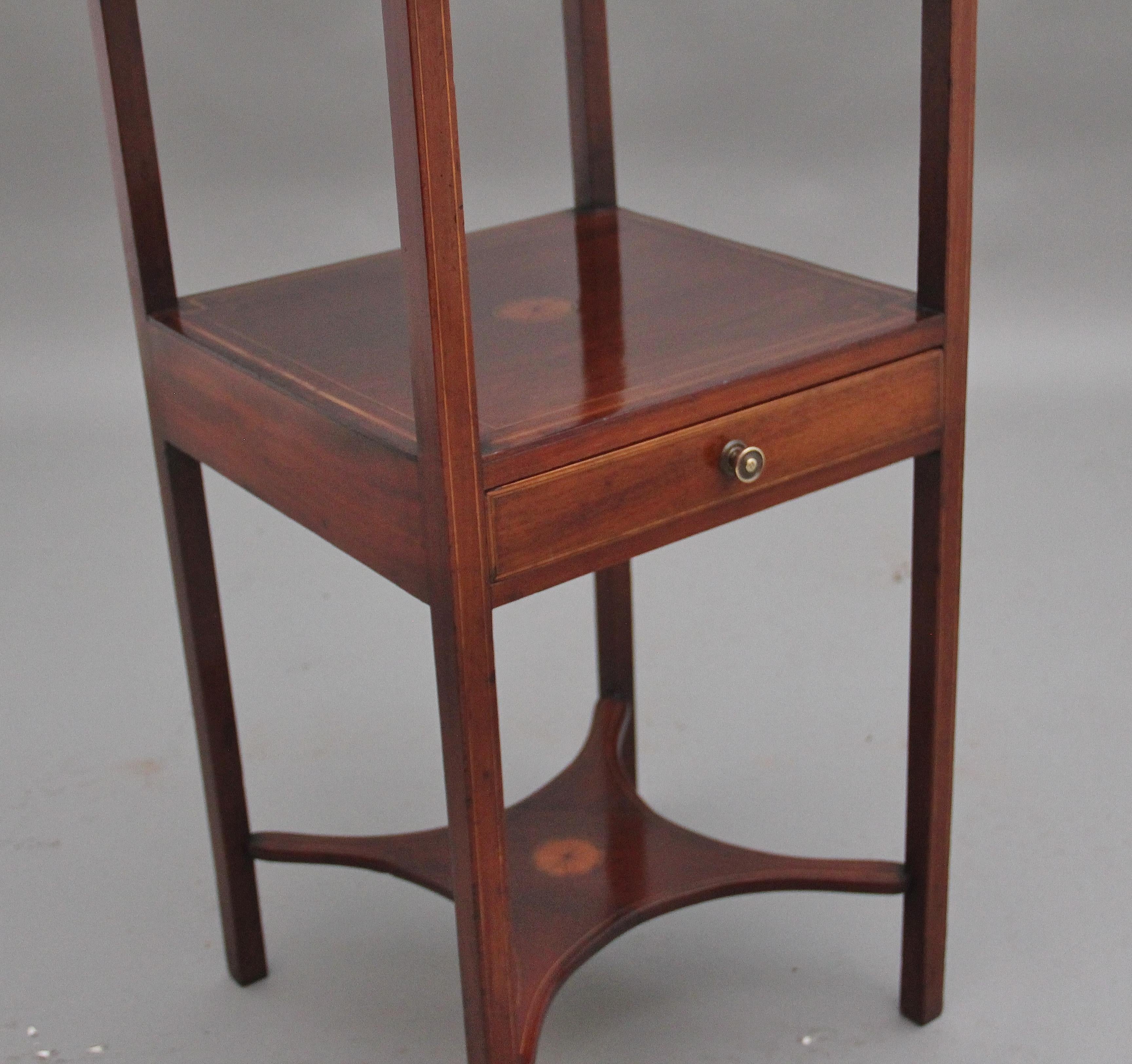 19th Century inlaid mahogany bedside table For Sale 1