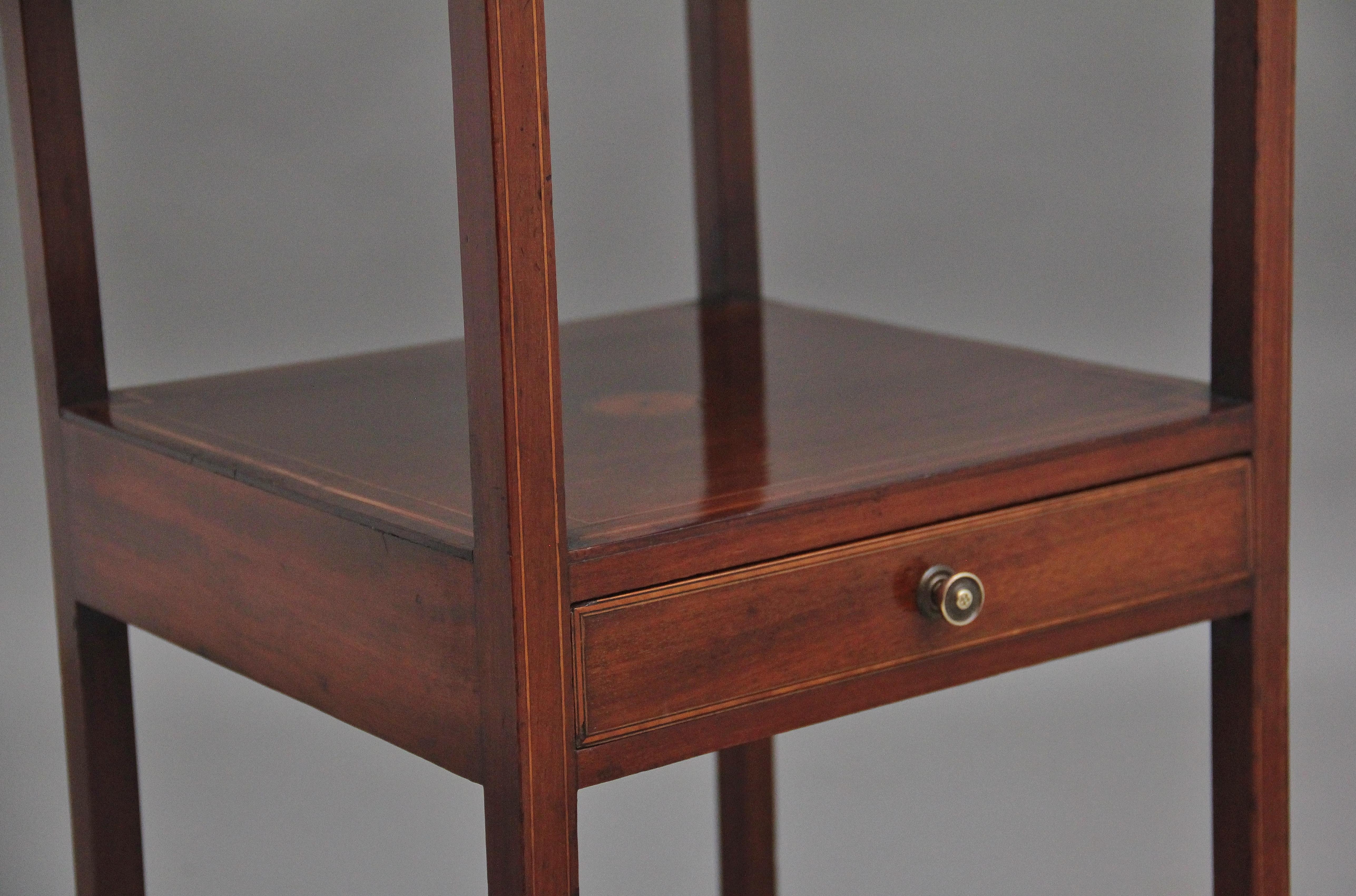 19th Century inlaid mahogany bedside table For Sale 2