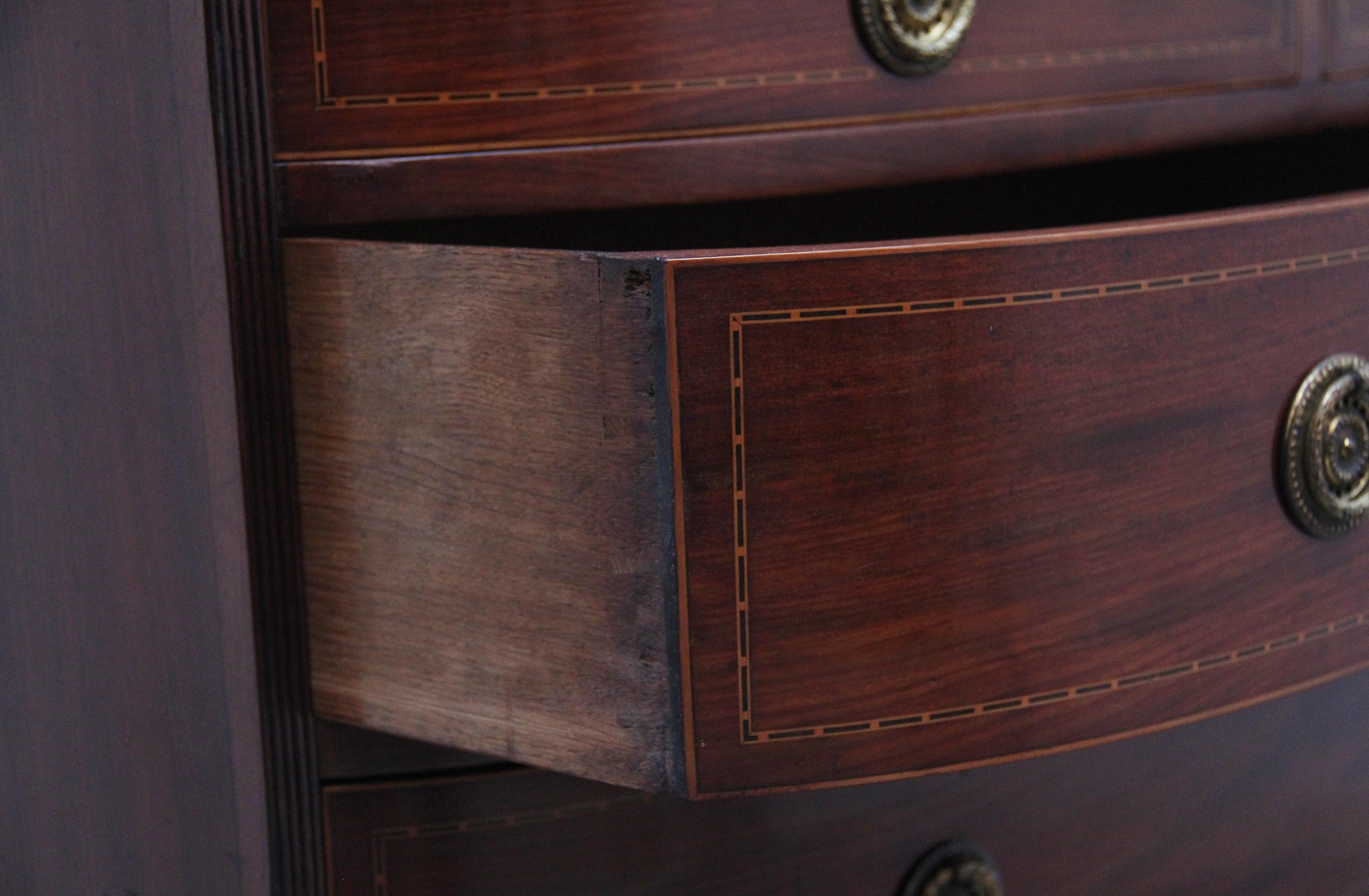British 19th Century inlaid mahogany bowfront chest of drawers