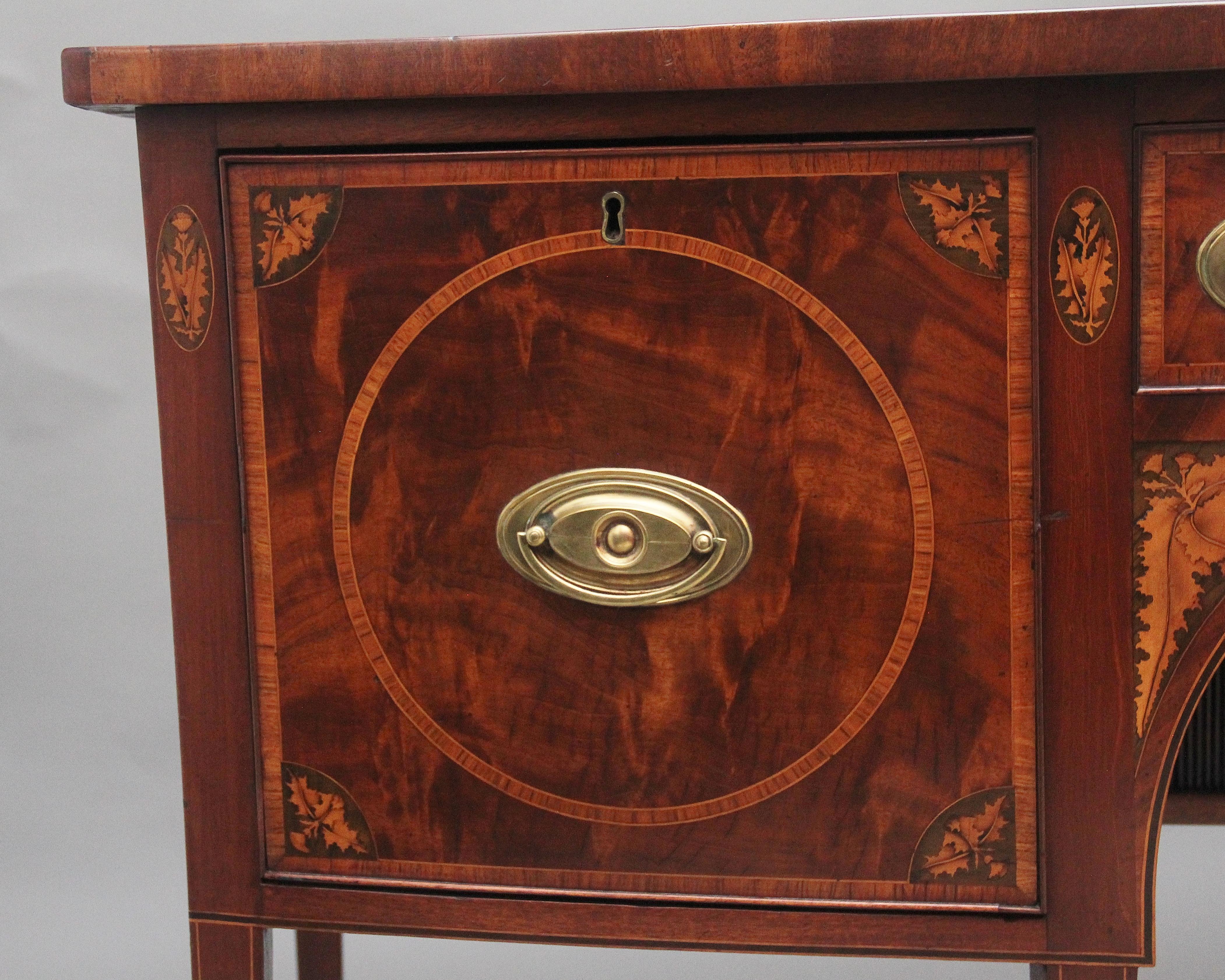 19th Century inlaid mahogany bowfront sideboard For Sale 1