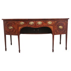 Used 19th Century inlaid mahogany bowfront sideboard