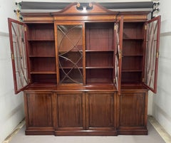 19th Century inlaid mahogany breakfront bookcase