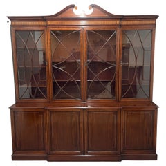 19th Century inlaid mahogany breakfront bookcase