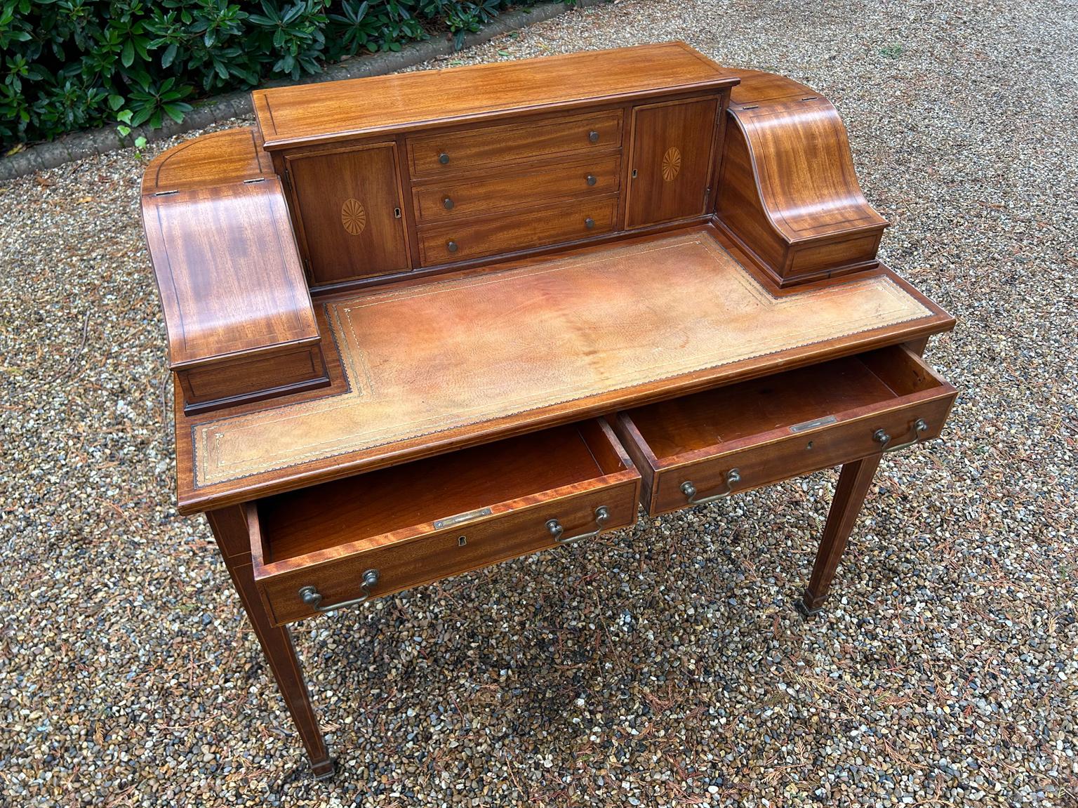 19th Century Inlaid Mahogany Carlton House Desk In Good Condition In Richmond, Surrey