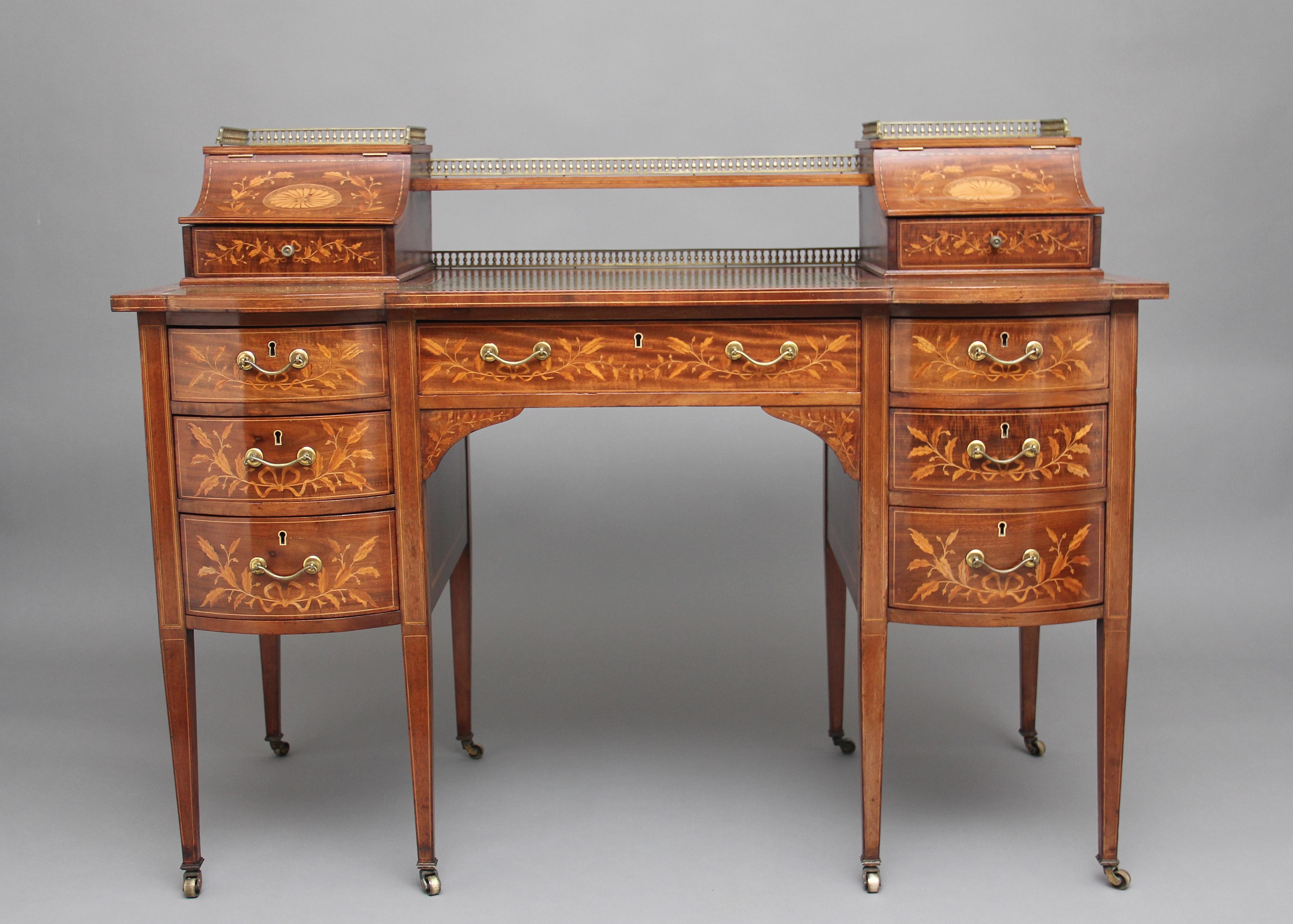19th Century Inlaid Mahogany Desk 11